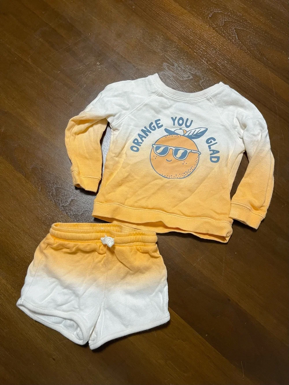 Old Navy White and Orange Ombre Kids Pajama Set with Playful Orange Graphic